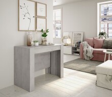 Kulissen-Esstisch >Consola< ausziehbar bis 237cm, Zementgrau Dekor - 51/237x78x90 (BxHxT)
