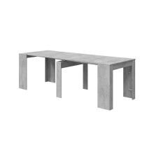 Kulissen-Esstisch >Consola< ausziehbar bis 237cm, Zementgrau Dekor - 51/237x78x90 (BxHxT)