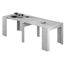 Kulissen-Esstisch >Consola< ausziehbar bis 237cm, Zementgrau Dekor - 51/237x78x90 (BxHxT)