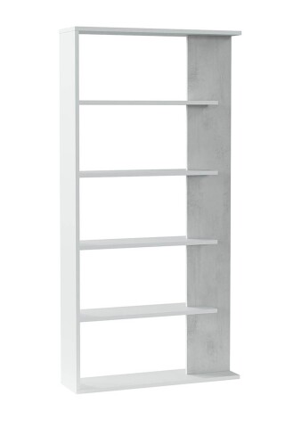 Anbauregal >ALIDA< Bücherregal, Zementgrau Dekor - 90x180x25 (BxHxT)