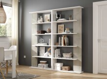 Anbauregal >ALIDA< Bücherregal, Zementgrau Dekor - 90x180x25 (BxHxT)