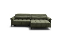 Wohnlandschaft >Wolve< Kopfteilverstellung, 2 Kissen, Cord grün - 277x108x179cm (BxHxT)