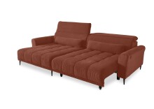 Wohnlandschaft >Wolve< elektr. Sitsverstellung, 2 Kissen, Cord rost - 277x108x179cm (BxHxT)