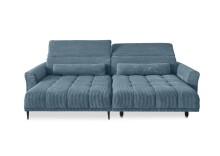 Wohnlandschaft >Wolve< elektr. Sitsverstellung, 2 Kissen, Cord blau - 277x108x179cm (BxHxT)