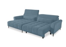 Wohnlandschaft >Wolve< elektr. Sitsverstellung, 2 Kissen, Cord blau - 277x108x179cm (BxHxT)