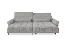 Wohnlandschaft >Wolve< elektr. Sitsverstellung, Kissen, Cord silbergrau - 277x108x179cm BxH/T