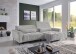 Wohnlandschaft >Wolve< elektr. Sitsverstellung, Kissen, Cord silbergrau - 277x108x179cm BxH/T