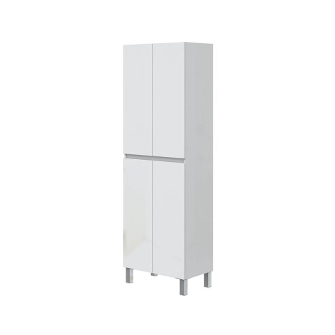 Hochschrank >DESTAL< 4 Türen, 4 Böden, in Weiß glänzend - 60x182x35 (BxHxT)