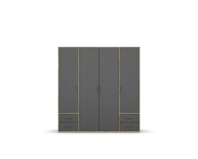 Drehtürenschrank >Voyager< 4 Schübe, 5 Böden, grau / Eiche Artisan Dekor - 187x194x53 (BxHxT)