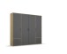 Drehtürenschrank >Voyager< 4 Schübe, 5 Böden, grau / Eiche Artisan Dekor - 187x194x53 (BxHxT)