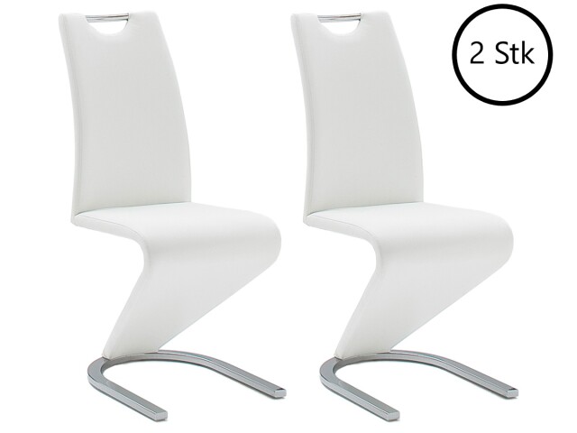 Esszimmerstuhl >Pupik I< (2er Set) in Weiß aus Metall - 45x102x62cm (BxHxT)