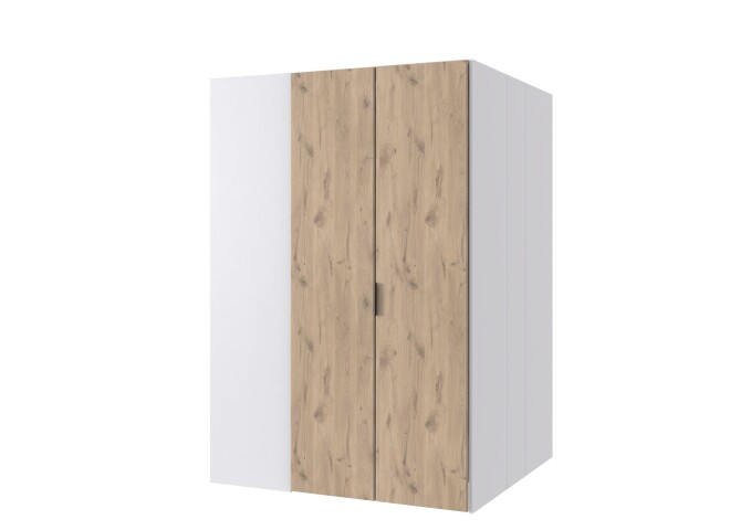 Drehtürenschrank >NORDERNEY< begehbar, 9 Böden, weiss / Viking oak Dekor - 135x197x127cm (B/H/T)