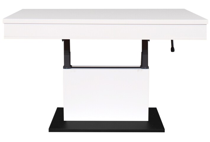Couchtisch >Lift< höhenverstellbar bis 77cm, weiss / schwarz - 110x58/77x60cm (BxHxT)