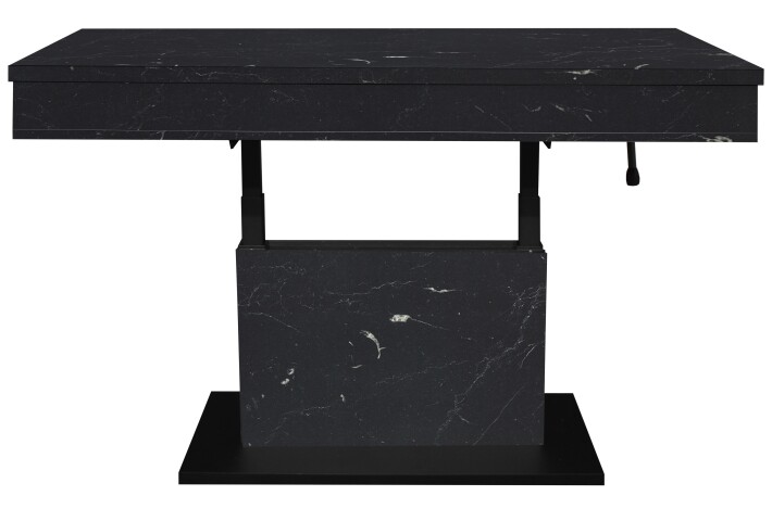 Couchtisch >Lift< verstellbar, keramik optik schwarz / schwarz - 110x58/77x60cm (BxHxT)