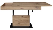 Couchtisch >Lift< höhenverstellbar, viking oak Dekor / schwarz - 110x58/77x60cm (BxHxT)