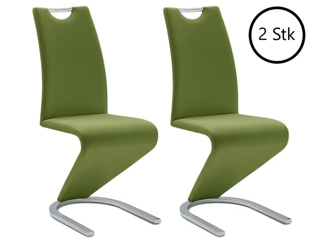 Esszimmerstuhl >Pupik I< (2er Set) in olive aus Metall - 45x102x62cm (BxHxT)