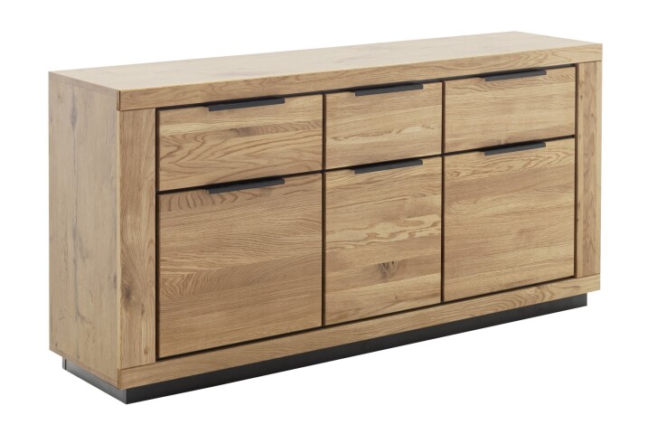 Sideboard >GRENO< in natur geölt, Wildeiche teilmassiv - 163x80x40cm (BxHxT)