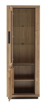 Vitrine >GRENO< in natur geölt, Wildeiche teilmassiv - 72x200x40cm (BxHxT)