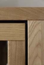 Vitrine >GRENO< in natur geölt, Wildeiche teilmassiv - 72x200x40cm (BxHxT)