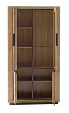 Vitrine >GRENO< in natur geölt, Wildeiche teilmassiv - 107x200x40cm (BxHxT)