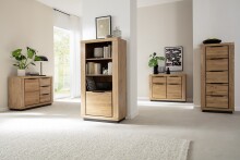 Kommode >GRENO< in Wildeiche geölt, Wildeiche teilmassiv - 107x80x40cm (BxHxT)