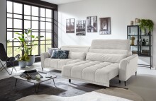 Big-Sofa >Wolve< 2x elektr. Verstellung, 2 Kissen, Cord taupe - 280x108x118cm (BxHxT)