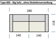 Big-Sofa >Wolve< Kopfteilverstellungen, 2 Kissen, Cord grau- 280x108x118cm (BxHxT)