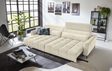 Big-Sofa >Wolve< 2x elektr. Verstellung, 2 Kissen, Cord creme - 280x108x118cm (BxHxT)