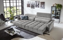 Big-Sofa >Wolve< 2x elektr. Sitzverstellung, Cord silbergrau - 280x108x118cm (BxHxT)
