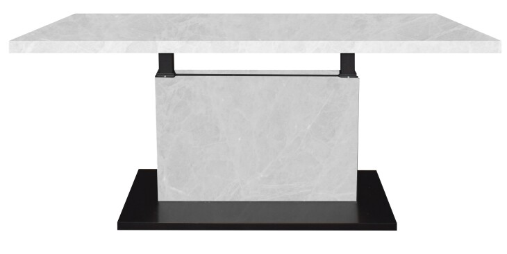 Couchtisch >Lift< höhenverstellbar, keramik optik weiß / schwarz - 120x49/68x70 (BxHxT)