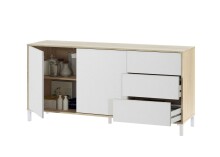 Wohnzimmer-Set >BROOKLYN< in Canadian Eiche/Artik Weiß - 130x47x41 (BxHxT)