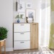 Schuhschrank >CLASS< 3 Klappen, 1 Tür, Nodi Eiche Dekor /Artik Weiß - 105x112x24 (BxHxT)