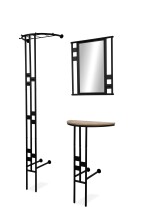 Kompaktgarderobe >Corby< (3-teilig) in schwarz / Dekor Artisan Eiche - 55x185x28,5 (BxHxT)