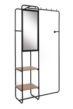 Kompaktgarderobe >Luton< Spiegel, Ablagen, schwarz / Dekor Artisan Eiche - 100x185x37 (BxHxT)