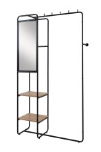 Kompaktgarderobe >Luton< Spiegel, Ablagen, schwarz / Dekor Artisan Eiche - 100x185x37 (BxHxT)