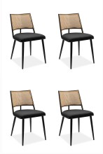 Stuhl >Schiller< (4er-Set) schwarz / Dekor Geflecht...
