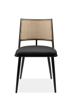 Stuhl >Schiller< (4er-Set) schwarz / Dekor Geflecht natur - 47x79x48,5 (B/H/T)
