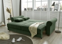 Schlafsofa >ANGELINA LUX.3DL<  Liegefläche 198x165cm, winter moss - 250x95x125 (BxHxT)