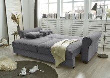 Schlafsofa >ANGELINA LUX.3DL< Liegefläche 198x165cm, ash - 250x95x125 (BxHxT)