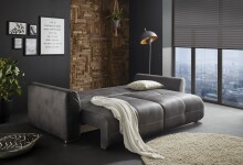 Schlafsofa >DOLAN Lux.3DL< Liegefläche 160x197cm, anthrazit - 245x85x155 (BxHxT)