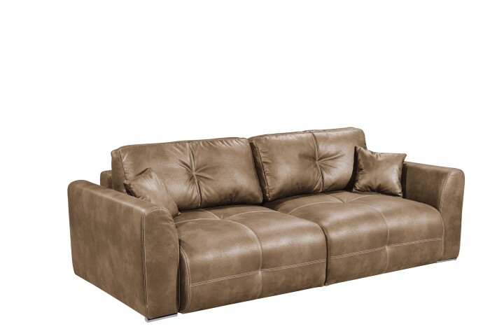 Schlafsofa >DOLAN Lux.3DL< Liegefläche 160x197cm, light brown - 245x85x155 (BxHxT)