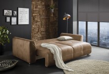 Schlafsofa >DOLAN Lux.3DL< Liegefläche 160x197cm, light brown - 245x85x155 (BxHxT)