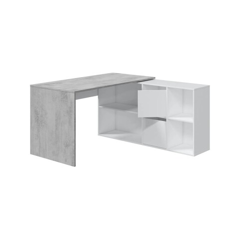 Regal-Schreibtisch >ADAPTA PLUS< 2 Türen, Fächer, in Artik Weiß / Zementgrau - 136x74x139 (BxHxT)