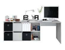 Regal-Schreibtisch >ADAPTA PLUS< 2 Türen, Fächer, in Artik Weiß / Zementgrau - 136x74x139 (BxHxT)