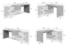 Regal-Schreibtisch >ADAPTA PLUS< 2 Türen, Fächer, in Artik Weiß / Zementgrau - 136x74x139 (BxHxT)