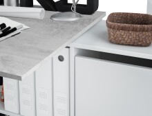 Regal-Schreibtisch >ADAPTA PLUS< 2 Türen, Fächer, in Artik Weiß / Zementgrau - 136x74x139 (BxHxT)