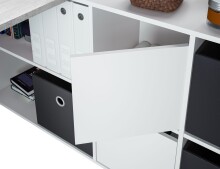 Regal-Schreibtisch >ADAPTA PLUS< 2 Türen, Fächer, in Artik Weiß / Zementgrau - 136x74x139 (BxHxT)
