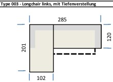 Wohnlandschaft >Starlett< elektrische Sitztiefenverstellung, 3 Kissen, grau - 285x99x201 (BxHxT)