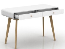 Schreibtisch >Janne< 2 Schubladen, in Weiß und Eiche - 120x79x50cm (BxHxT)