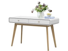 Schreibtisch >Janne< 2 Schubladen, in Weiß und Eiche - 120x79x50cm (BxHxT)